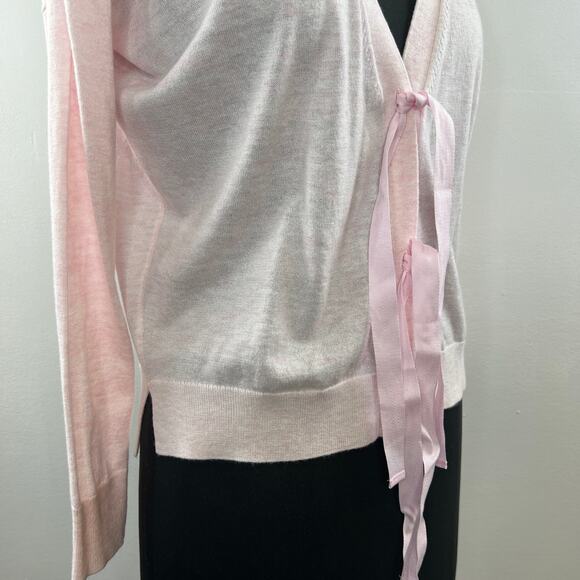 NWT J. Crew Bow-Front Cardigan Sweater in Light Baby Pink Merino Wool J0189 XS - Picture 5 of 13